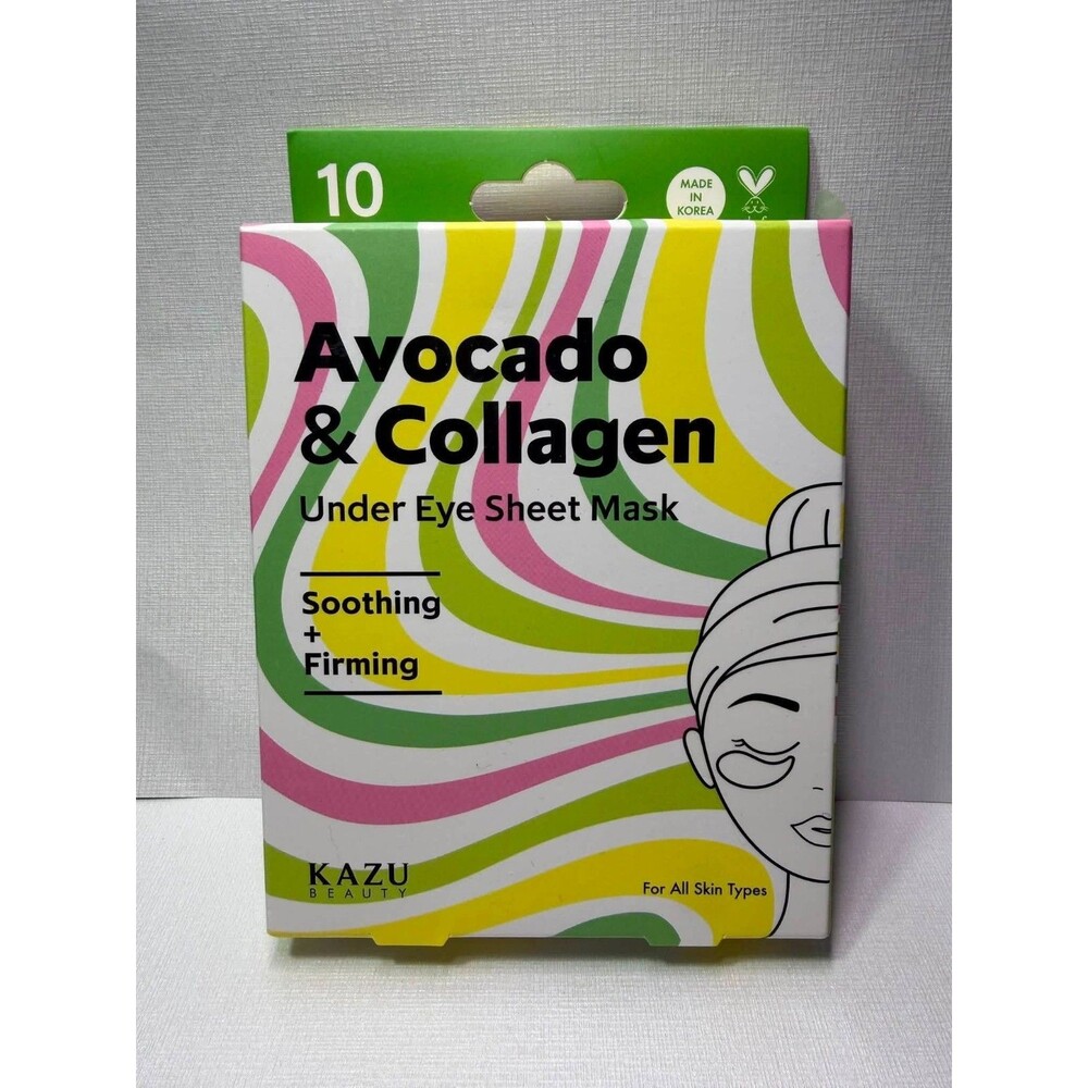 KAZU Beauty Avocado & Collagen Under Eye Sheet Mask – 10 Pairs – Soothing + Firm